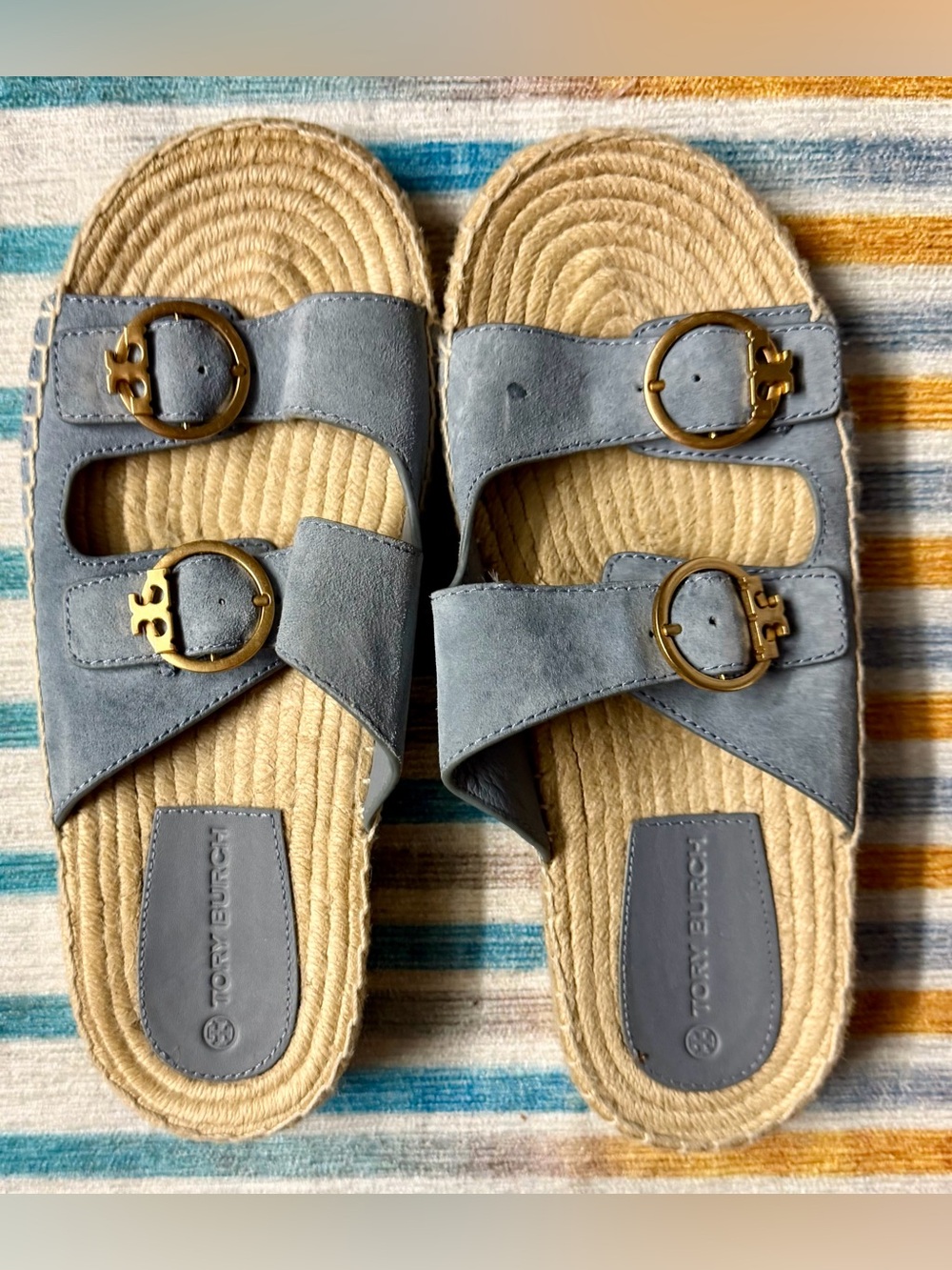 Tory Burch blue espadrille sandals 9